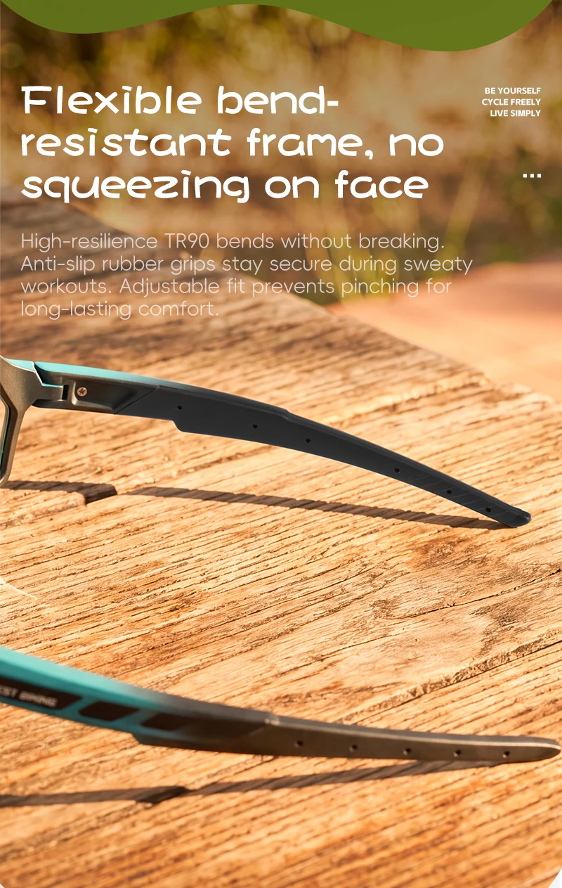 WEST BIKING Photochrome Fahrradbrille für Jungen und Mädchen, TR90 Sportsonnenbrille, UV400, mit flexiblem Rahmen und verstellbarem Nasenpolster – Detail 10
