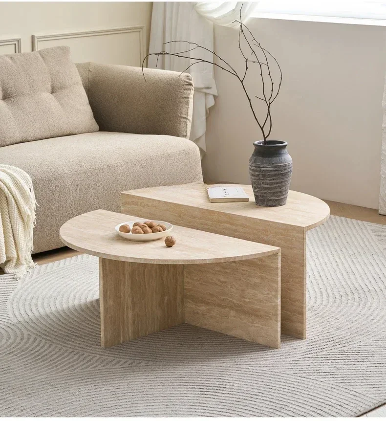 

Wabi Sand wind travertine coffee table living room home round creative designer natural marble coffee table