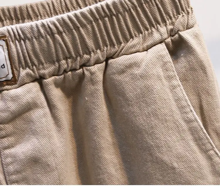 Pantalones cortos ajustados de cintura alta para mujer, pantalones sencillos de Color liso con bolsillos, versión coreana, primavera y otoño