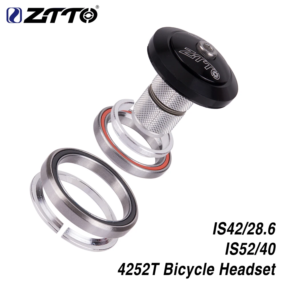 ZTTO Fahrrad 4252T Innengewinde-Steuersatz, Außendurchmesser 42 mm, 52 mm, 1 1/2 Zoll, konische Rohrgabel, integrierte Schrägkontakt-Dichtungslager