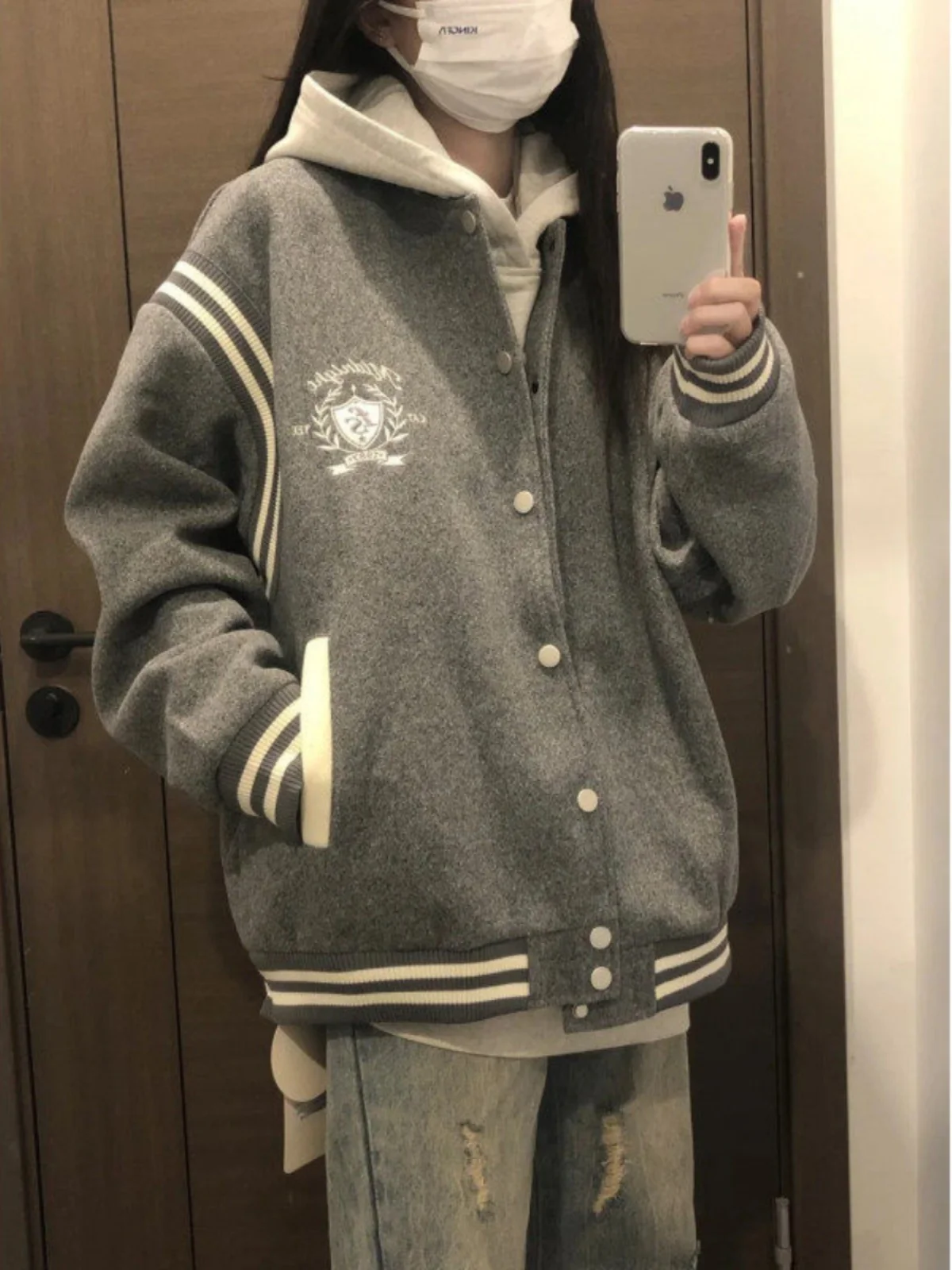 

Американская утепленная бейсбольная куртка с вышивкой, свободного кроя, для женщин, осенне-зимняя, в стиле ретро