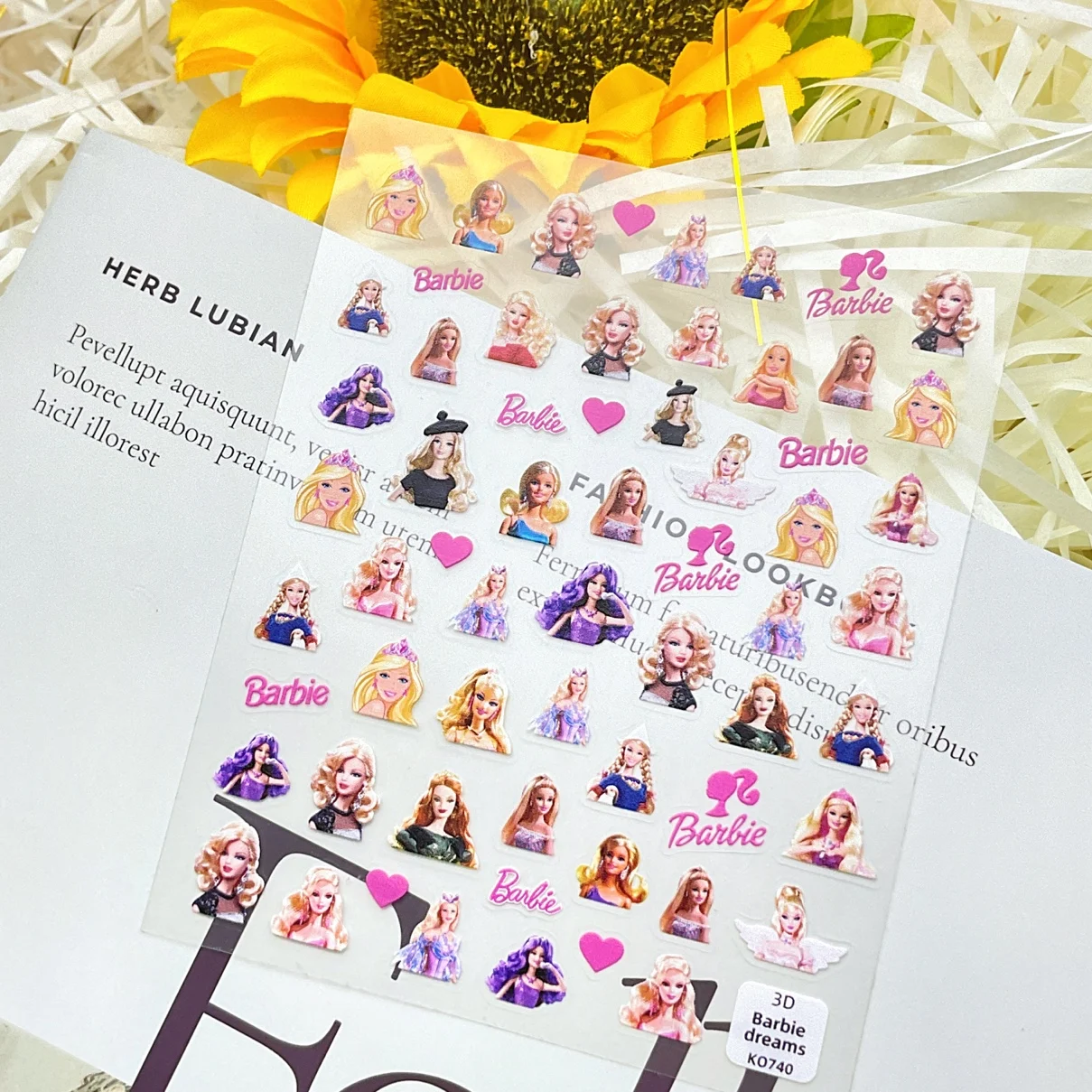 

1 sheet Sweet Heart Barbie Nail Art Sweet Cool Spice Girl Princess Wind sticker kids Fun nail back adhesive sticker