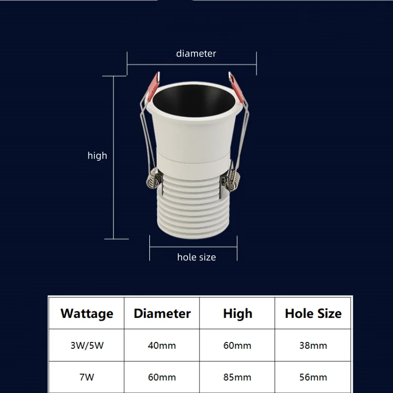 Mini LED Downlight COB 7W 5W 3W Dimmable 110V 220V Recessed Spotlight 24° White and Black Ceiling Lamp For Wine Cabinet Light