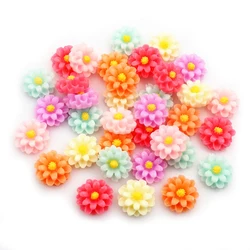 New Fashion 40pcs 10mm 12mm Mix Colors Flat back Resin Flower Cabochons Cameo Dome DIY Jewelry Making Accessories Findings