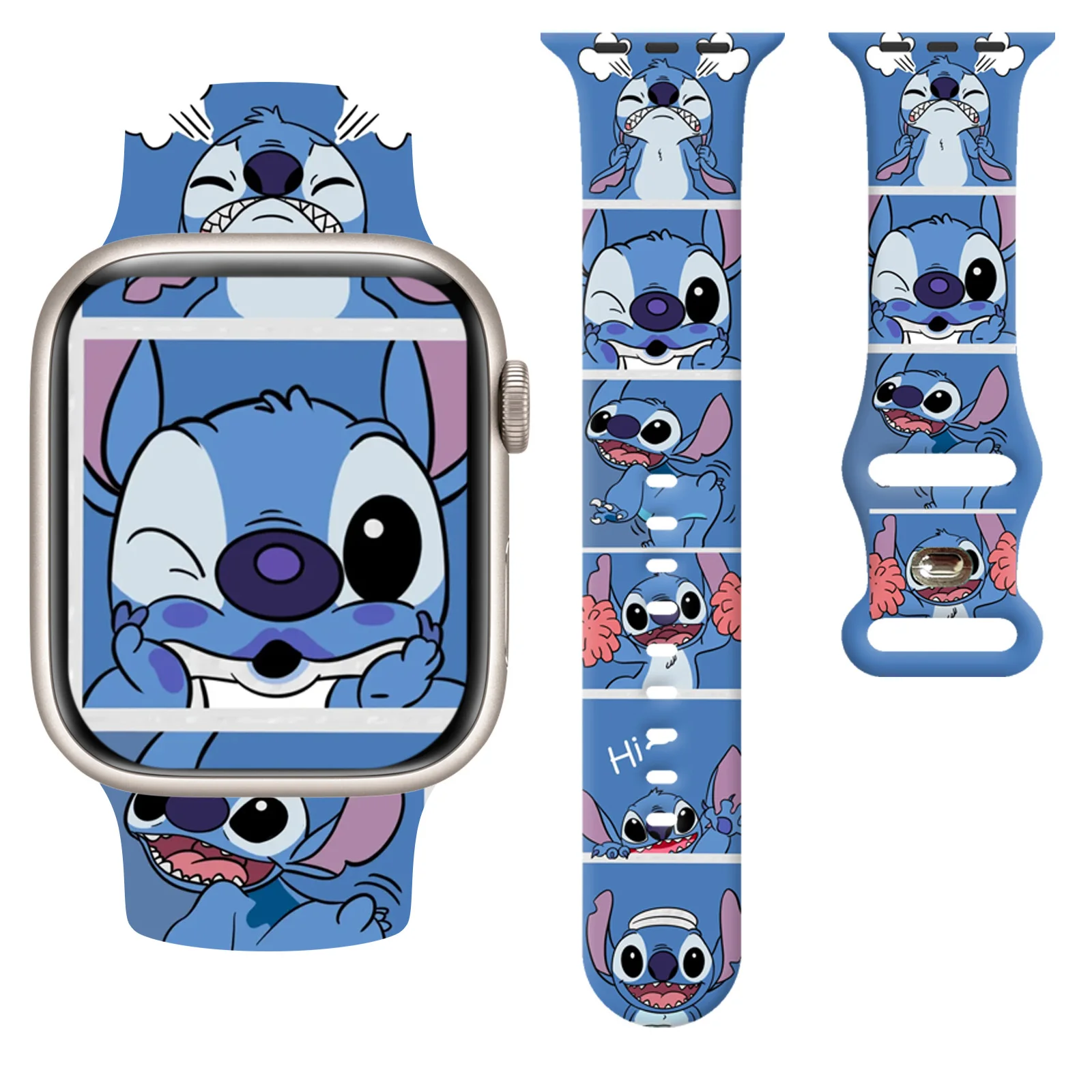 

Disney Stitch 2 Printed Strap for Apple Watch 11 10 9 8 7 SE Silicone Band Replaceable Watchband for iWatch 46mm 44mm 42mm 41mm