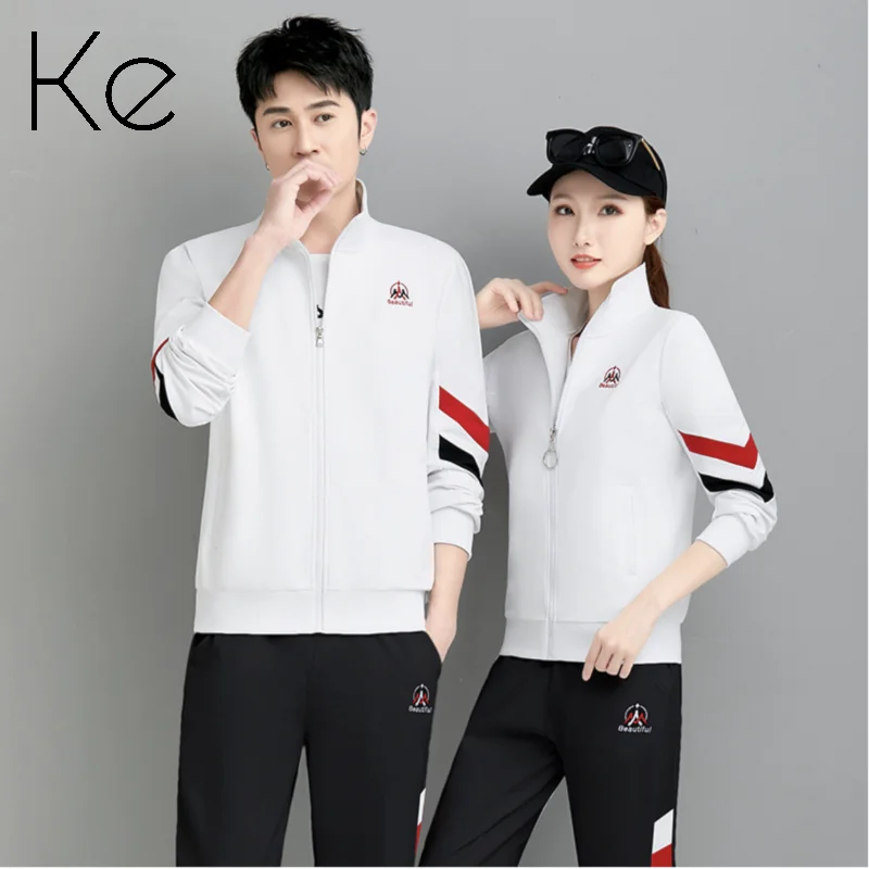 

KE377 Spring 2024 new sports suit men's cotton Korean version couple wear casual wear sweatshirt men's trend three-piece set 5XL