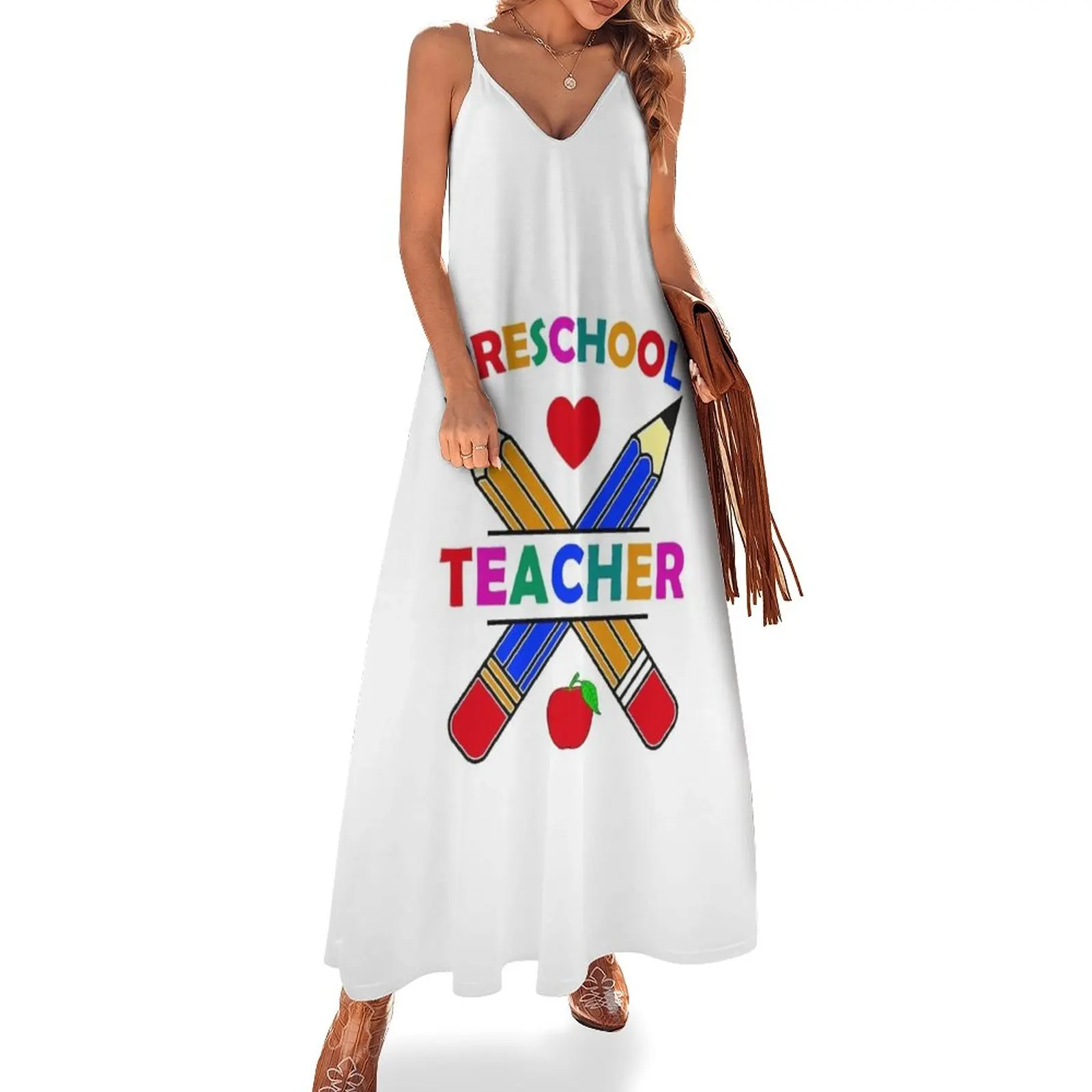 

Preschool Teacher Sleeveless Dress Long dress Dress vintage clothing women summer 2024