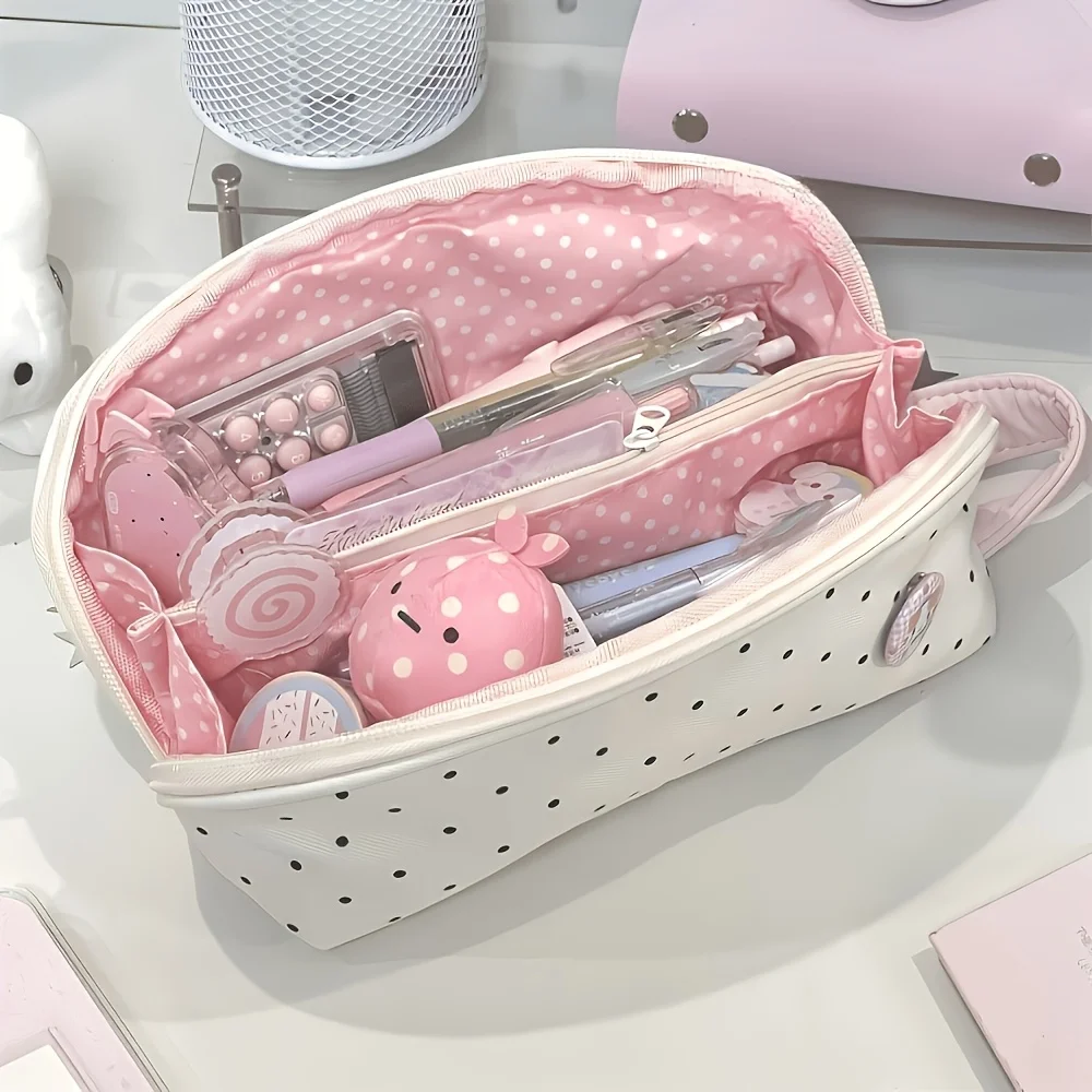 Estuche para lápices Kawaii con diseño de concha marina, gran capacidad, múltiples compartimentos, bolsa organizadora de papelería, bolsa organizadora para estudiantes, escuela, viajes