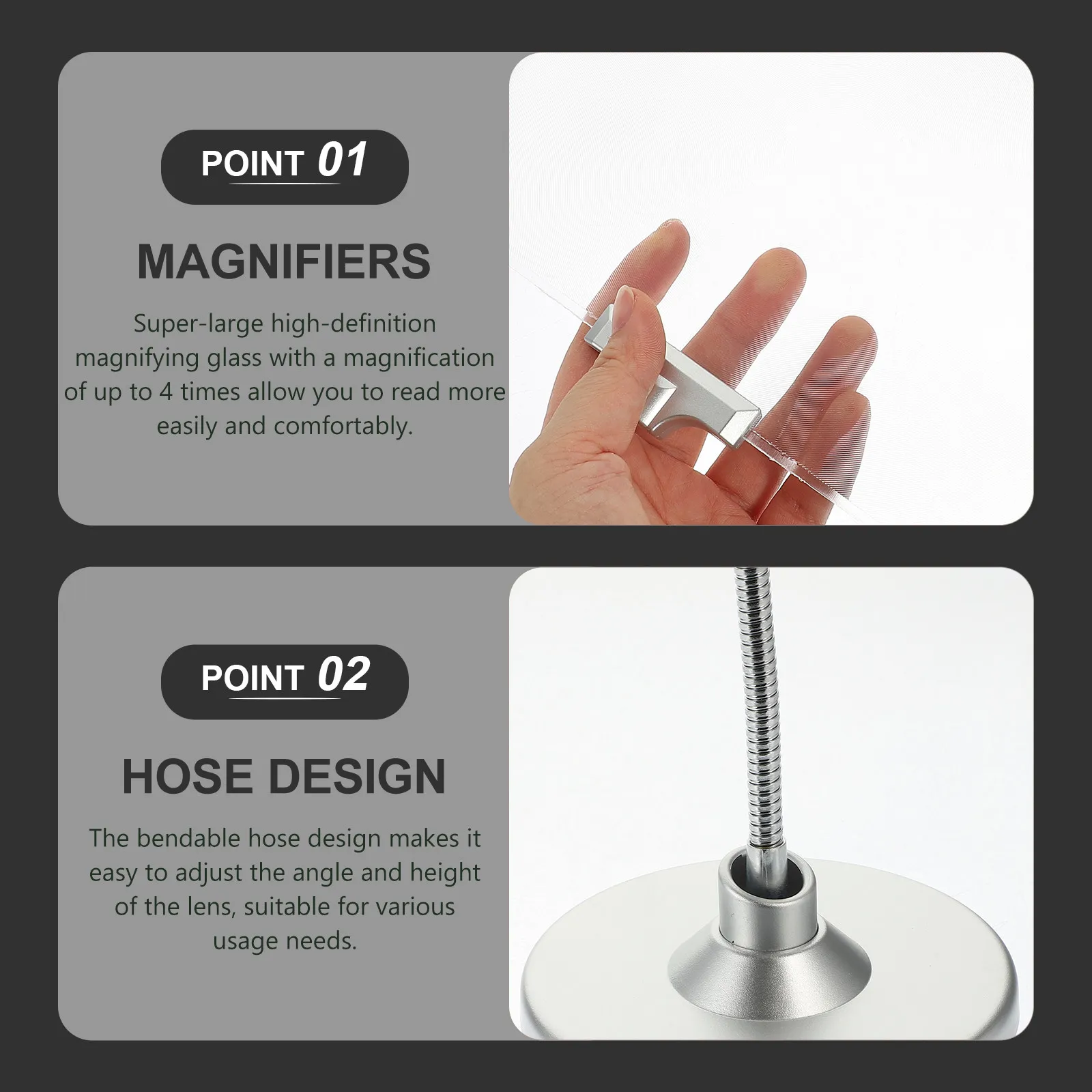 Glass Ultra Clear Desk Magnifier Lamp For Watch Repair Bench Student 4X Sturdy Desktop Stand Flexible