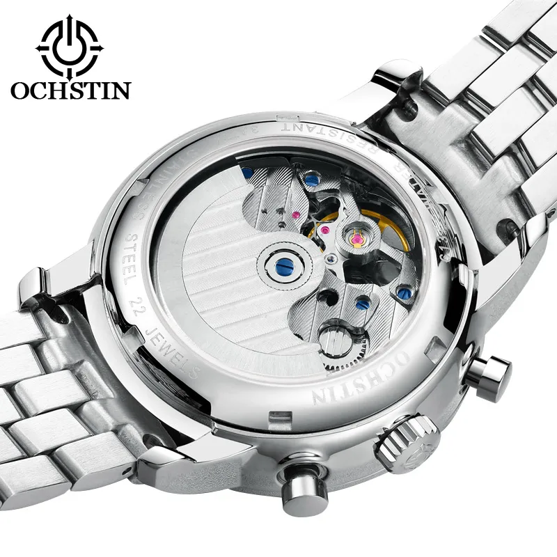 Imagem -05 - Ochstin-relógios Impermeáveis Mecânicos Automáticos Masculinos Pulseira de Aço Inoxidável Calendário Tourbillon Relógio de Pulso Casual Masculino