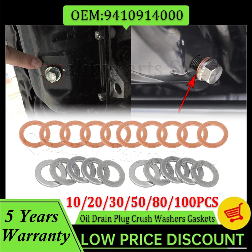 

Car Oil Drain Plug Crush Washers Gaskets 14MM For Honda Accord Civic CR-V HR-V Odyssey Pilot Acura CL ILX 9410914000 94109-14000