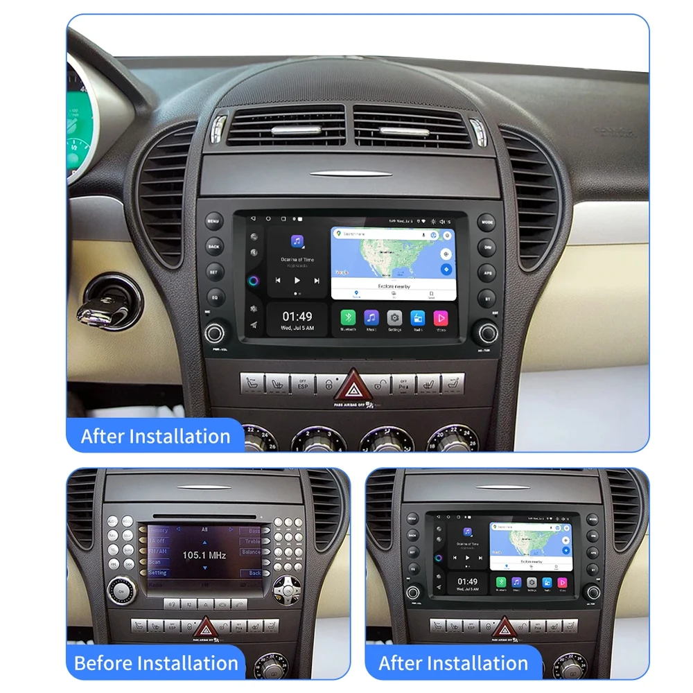 Carplay 2 din Android 14 Car Radio For Benz SLK R171 SLK200 280 SLK350 2004-2011 Navigation Bluetooth Wifi GPS Multimedia Player