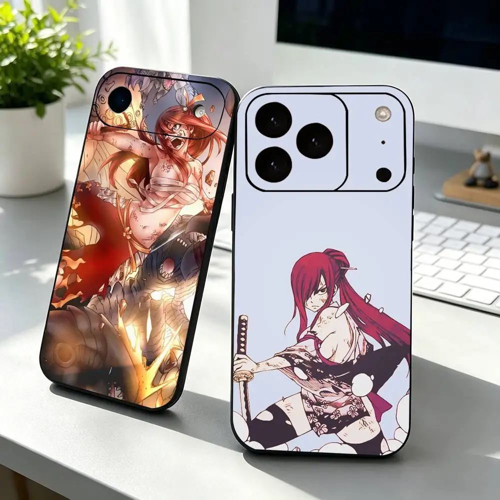 Anime Fairy T-Tail E-Erza Gift Phone Case For iPhone 17, 16,15,14,13,12,11 Plus,Pro Max, Others Soft Black Cover