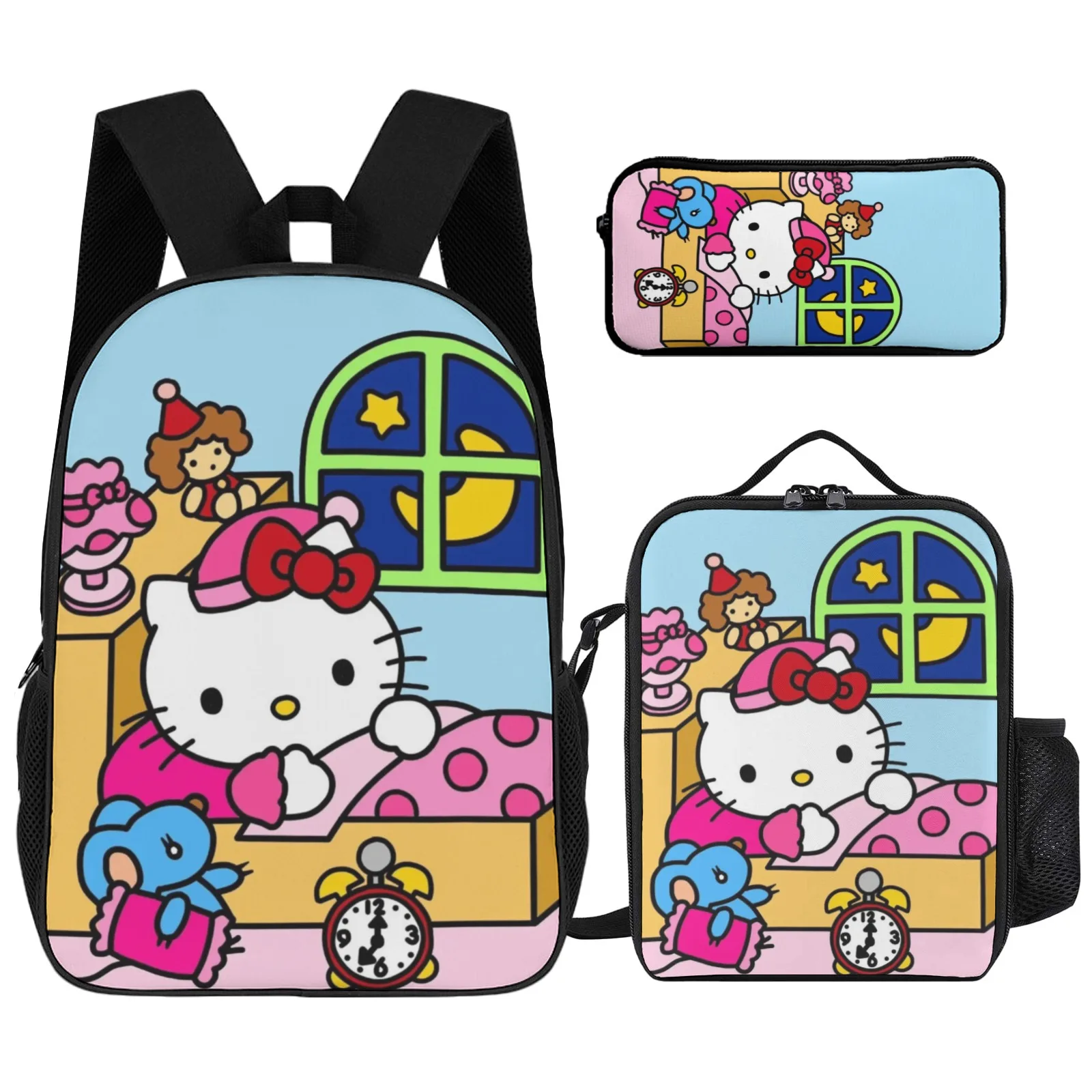 

Hello Kitty School Bag Printed School Bag 17Inch University Bag Woman 17 Inch Pencil Case School Backpack Lunch Bag