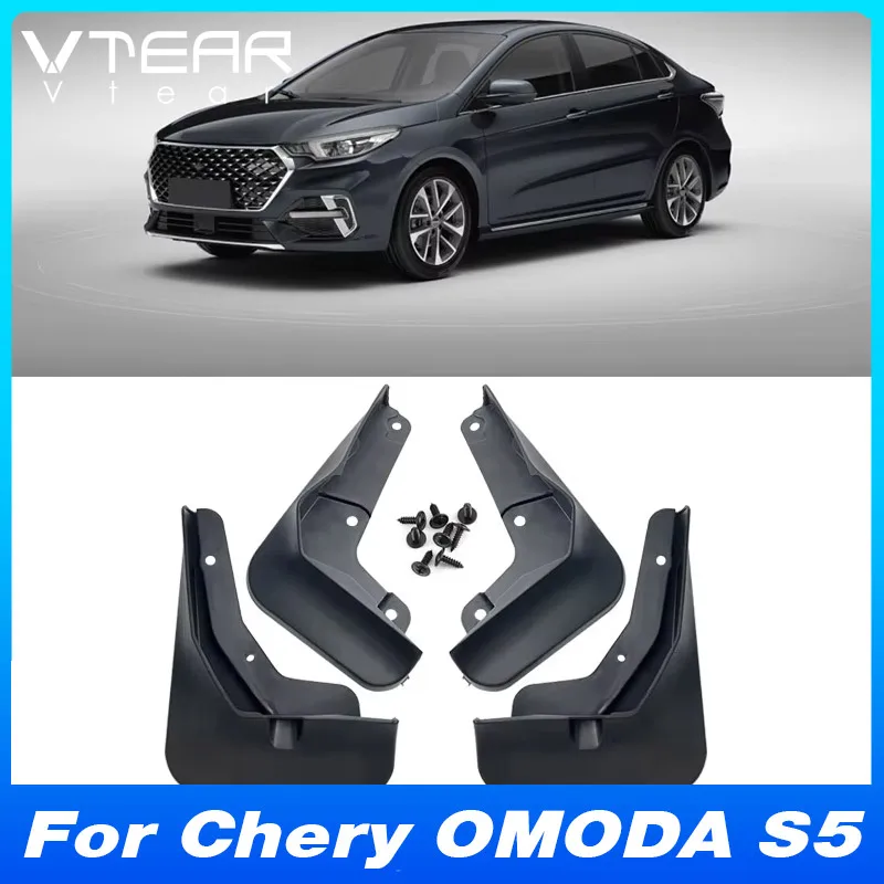 

Vtear For Chery OMODA S5 Plastic Mudguard Fender Cover 4pcs/set Anti-Splash Anti-Scratch Durable Black Exterior Accessories