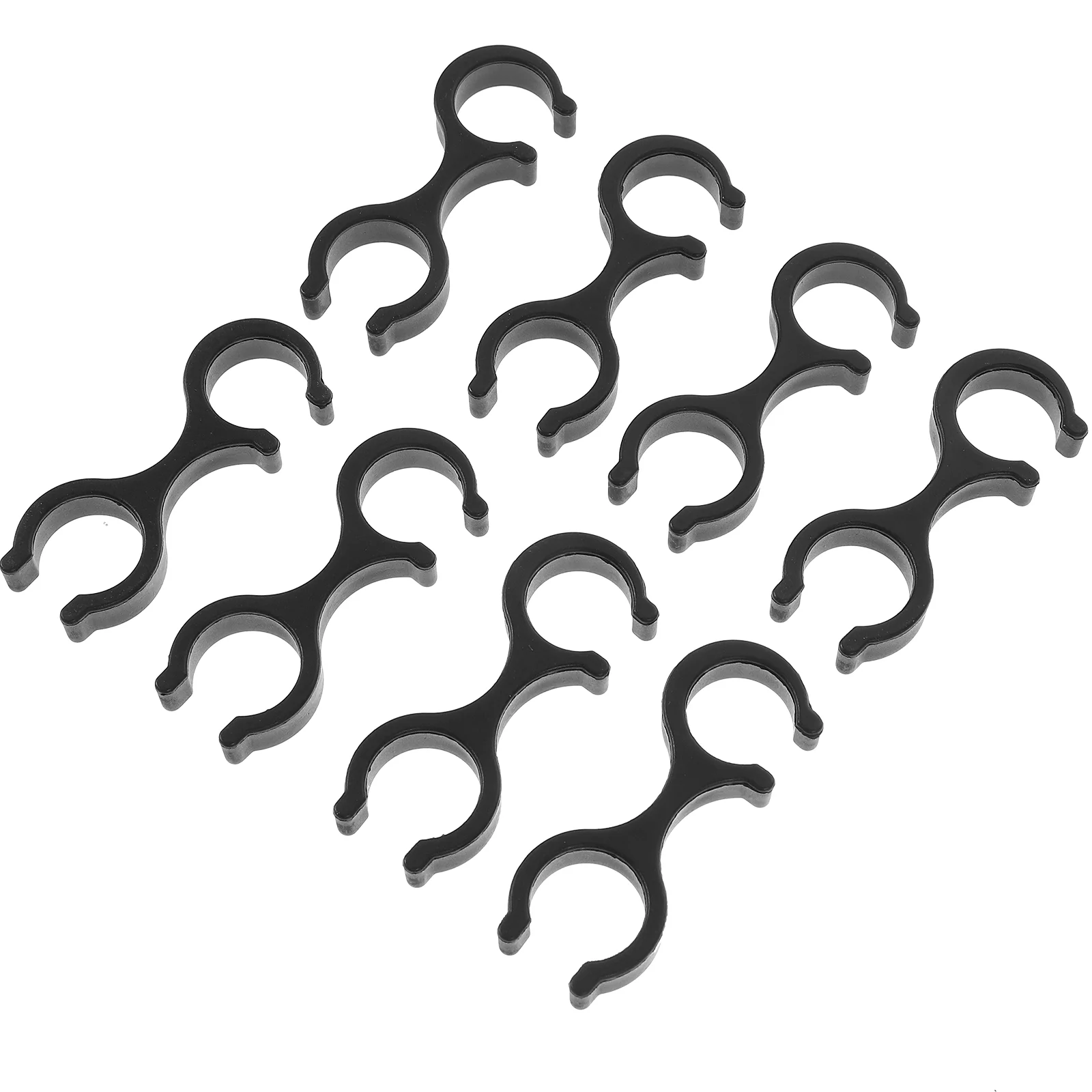 8 Pcs Handcuffs Shape Clip Storage Clasps Walker Rotatable Walking Stick Clips Black