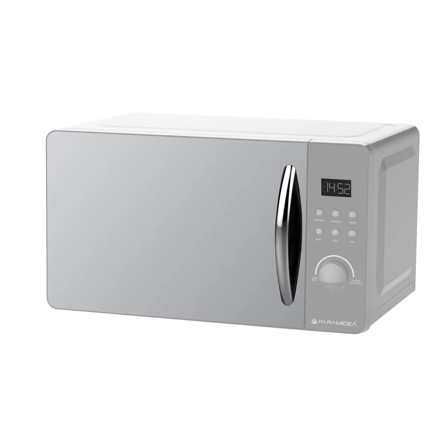 PYRAMIDEA Digitaler Mikrowellenherd mit Spiegeltür, 20 l, Leistung 800 W, silberfarben, FOM202S