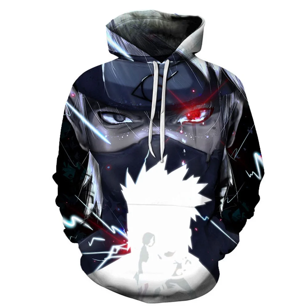 

New Anime Naruto Men's Hoodie 3D Printed Kakashi Pattern Pullover Streetwear Fashion Hip Hop Daily Casual Men's Sweatshirt