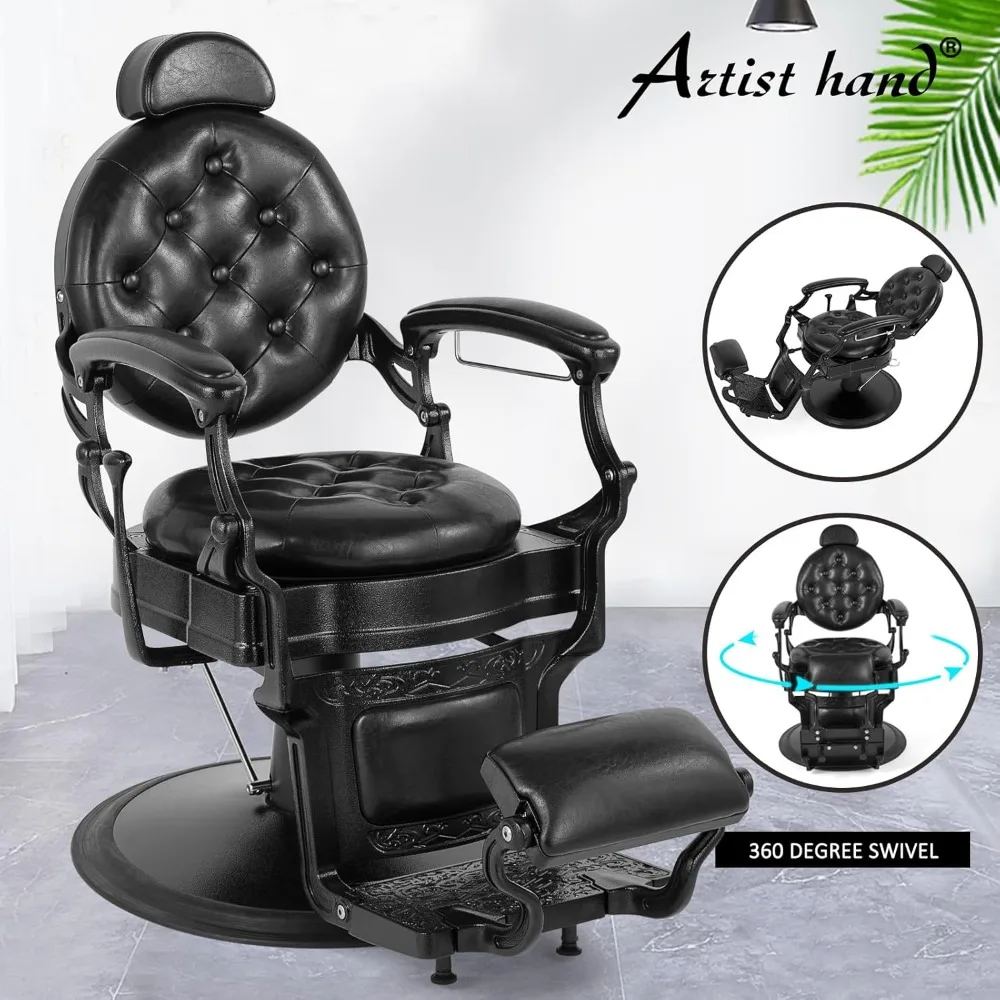 كرسي حلاق ريترو كراسي حلاقة شديدة التحمل كرسي صالون عتيق كرسي استلقاء هيدروليكي مدورة توسيد الجمال #3
