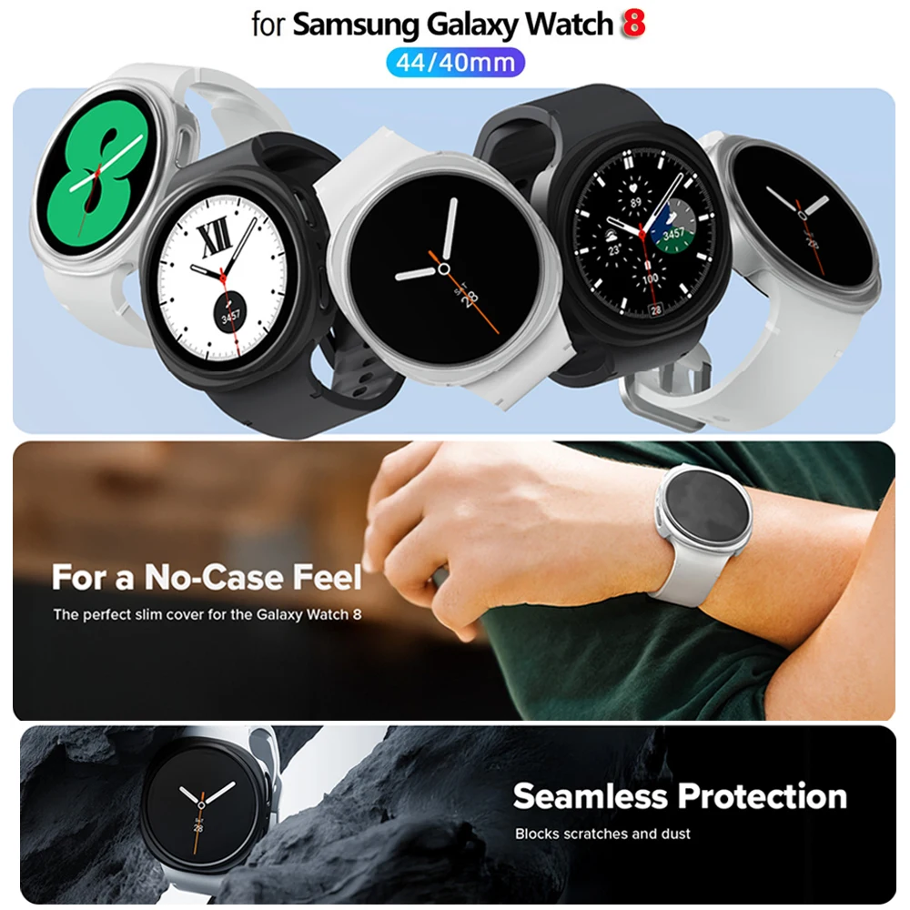Закаленное стекло + чехол для часов из ПК для Samsung Galaxy Watch 8, 40 мм, 44 мм, аксессуары с ТПУ, чехлы для Galaxy Watch 8, протектор