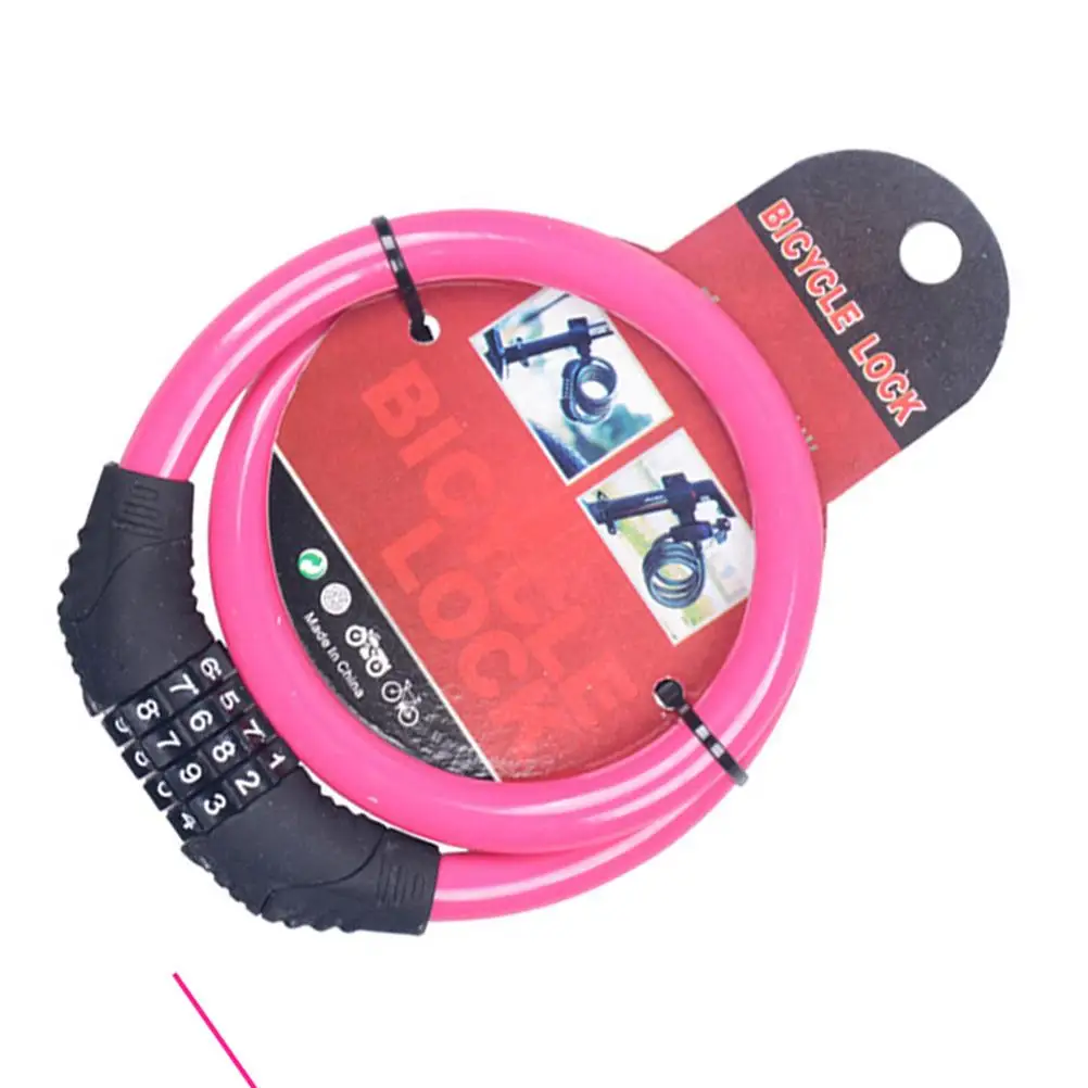 

4 Steel Cable Lock Cycling Heavy Duty Cable Combination Password Bike Cable Lock Cable Coded Chain Lock Pink