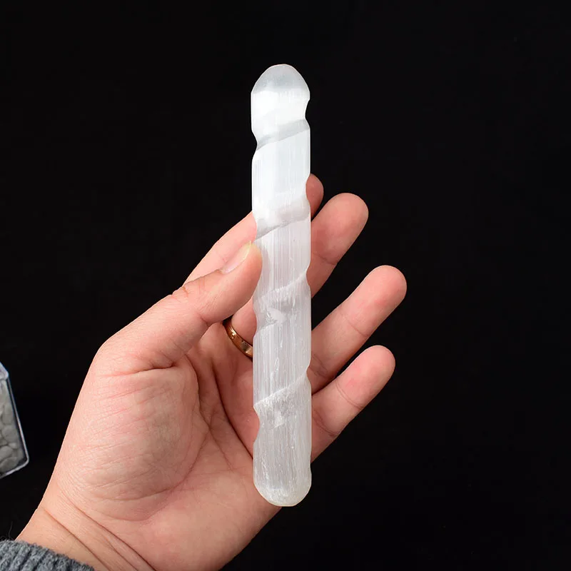 1PC Natural Selenite Polished Stick Yoga Reiki Plaster White Gypsum Stick Meditation Stone For Home Decoration Gift