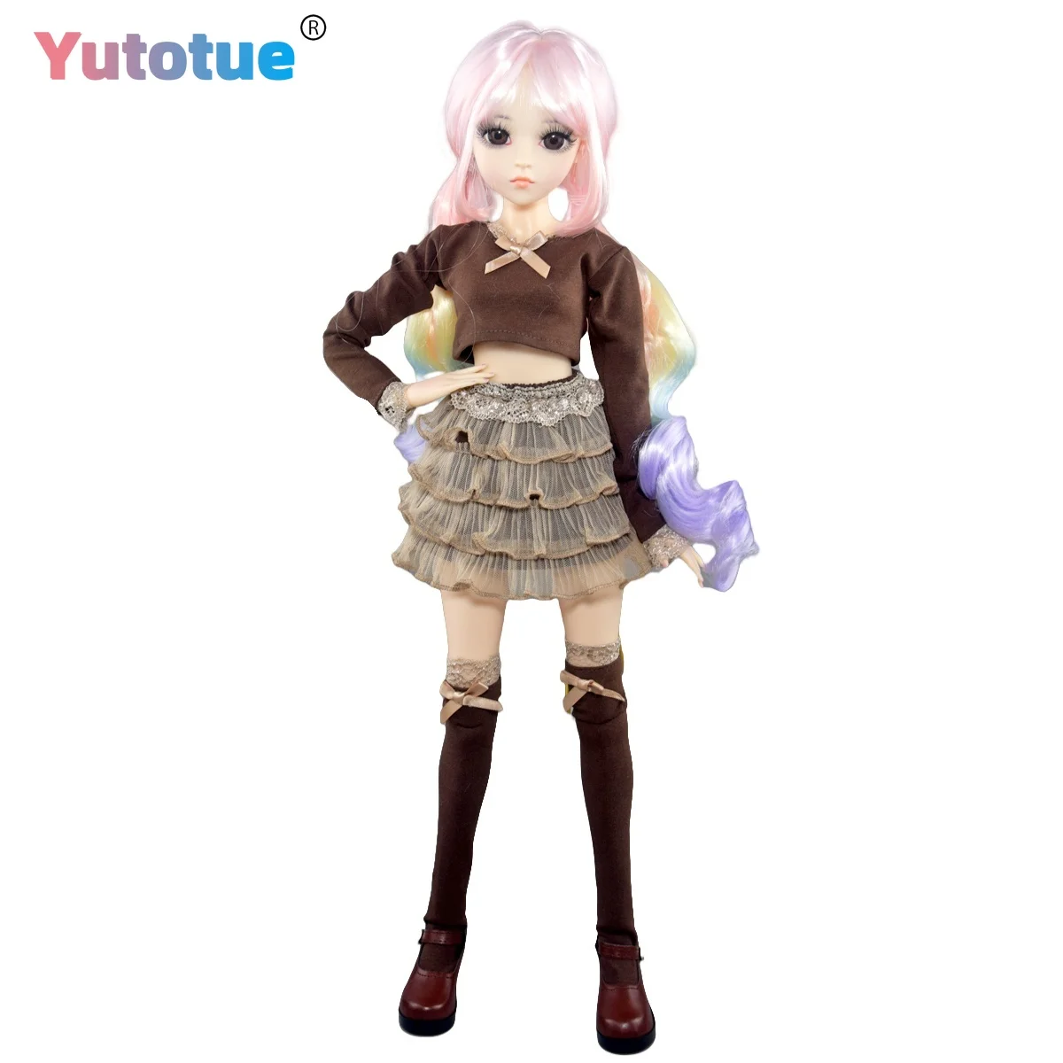 

YUTOTUE 1/3 BJD Doll Toy 24 inch Height Girl Doll with Colorful Curly Hair Wig Fashion Clothes Suit Shoes Full Set