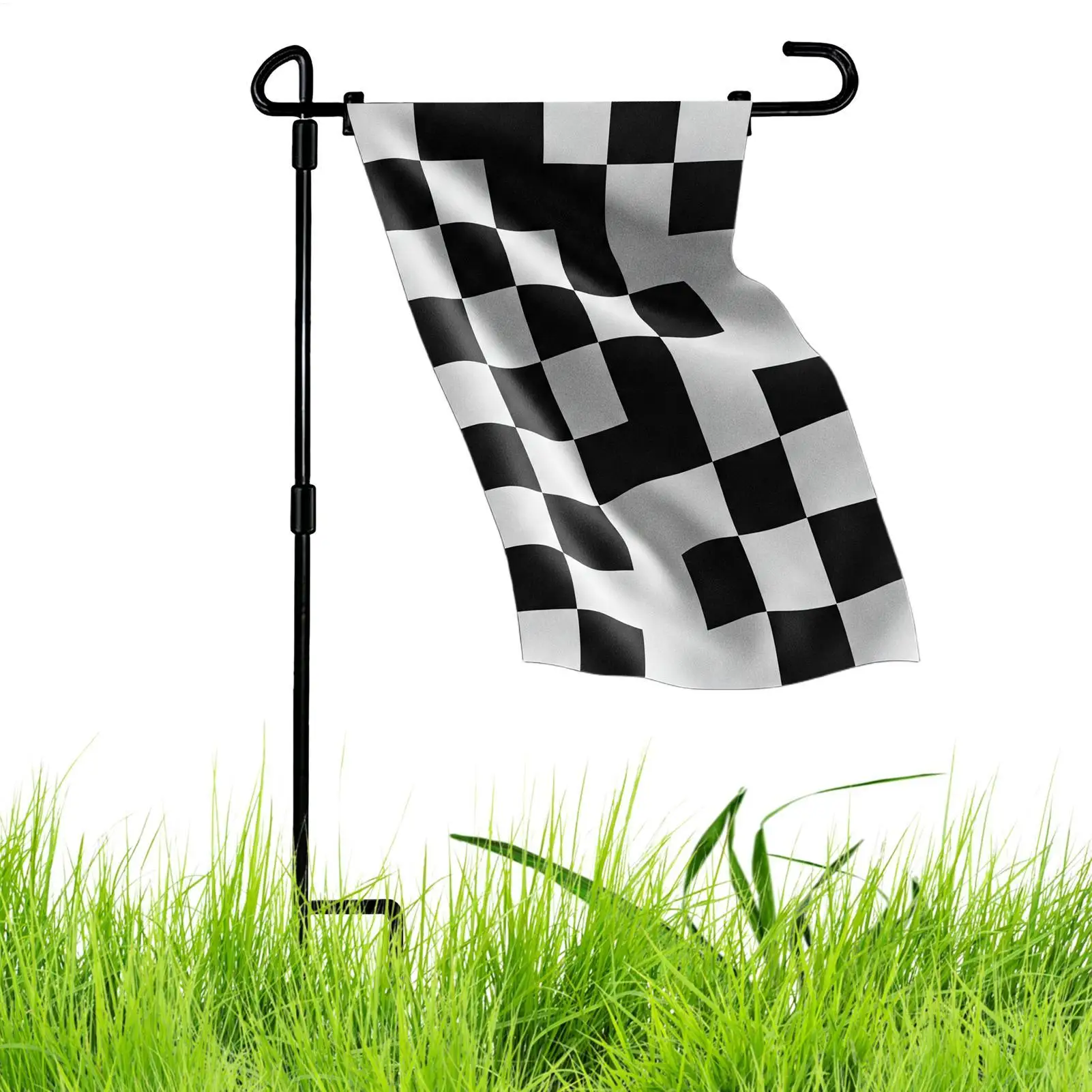 Garden Flag Holder 90cm Heavy Duty Metal Stand with Windproof Clips Outdoor for Lawn Patio Porch Holiday Display Yard Decor