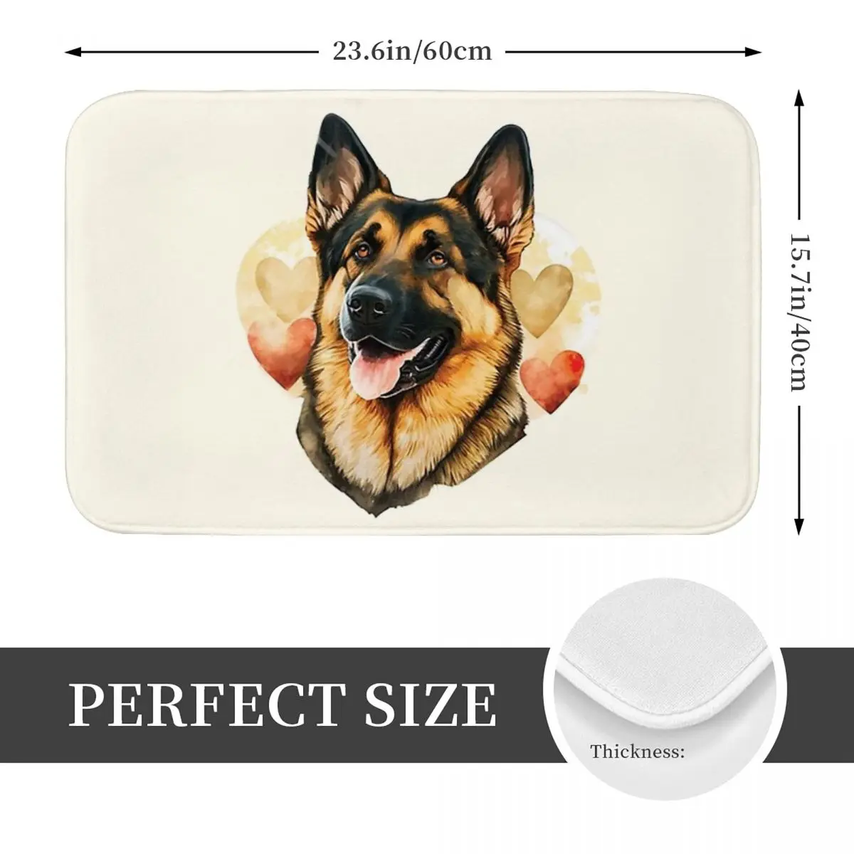 German Shepherd Courageous Anti-slip Doormat Floor Mat Durable Carpet Rug for Kitchen Entrance Home Balcony Footpad Mats