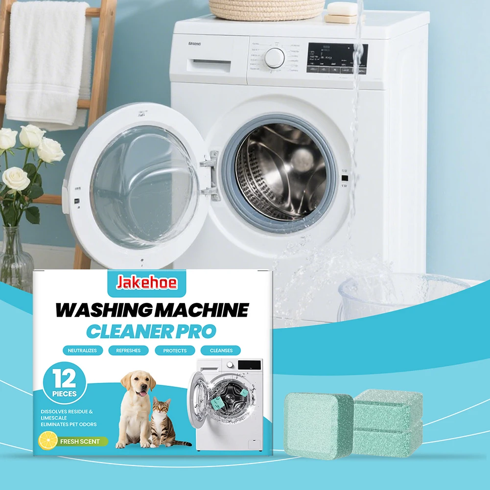 Washing Machine Cleaner for Pet Hair Deep Clean Tablets for Removes Pet Hair Buildup Fights Odors for Fresh-Clean Washers