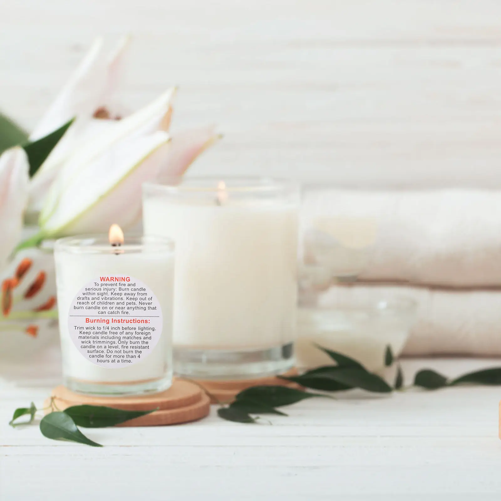 

Waterproof Safety Stickers Round Warning Labels for Soy Wax Candles Jar Container Stickers DIY Professional Making