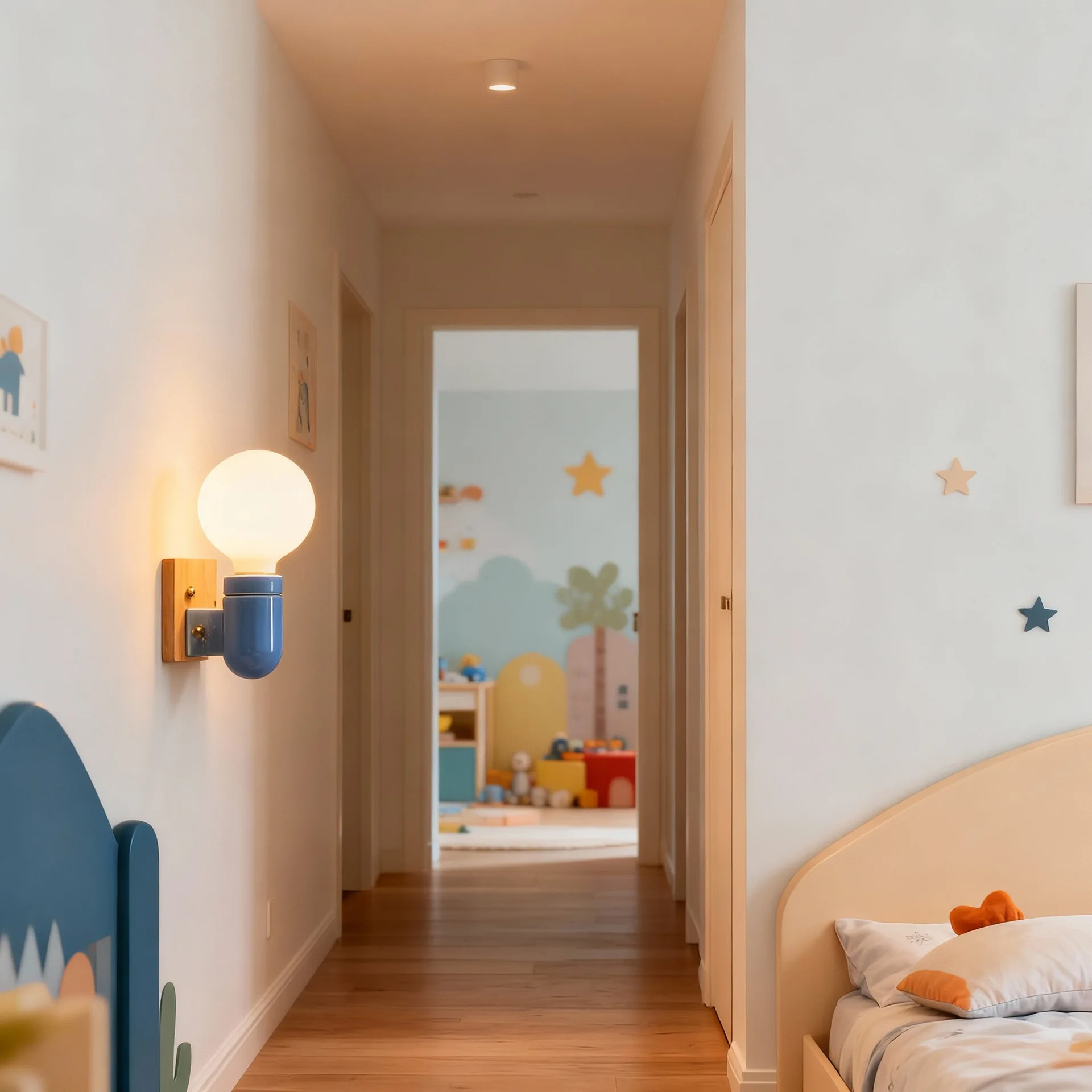 غرفة الأطفال خشب متين اللون السيراميك الجدار مصباح غرفة نوم السرير مصباح للزينة الممر مدخل شرفة وحدة إضاءة LED جداريّة مصباح #5