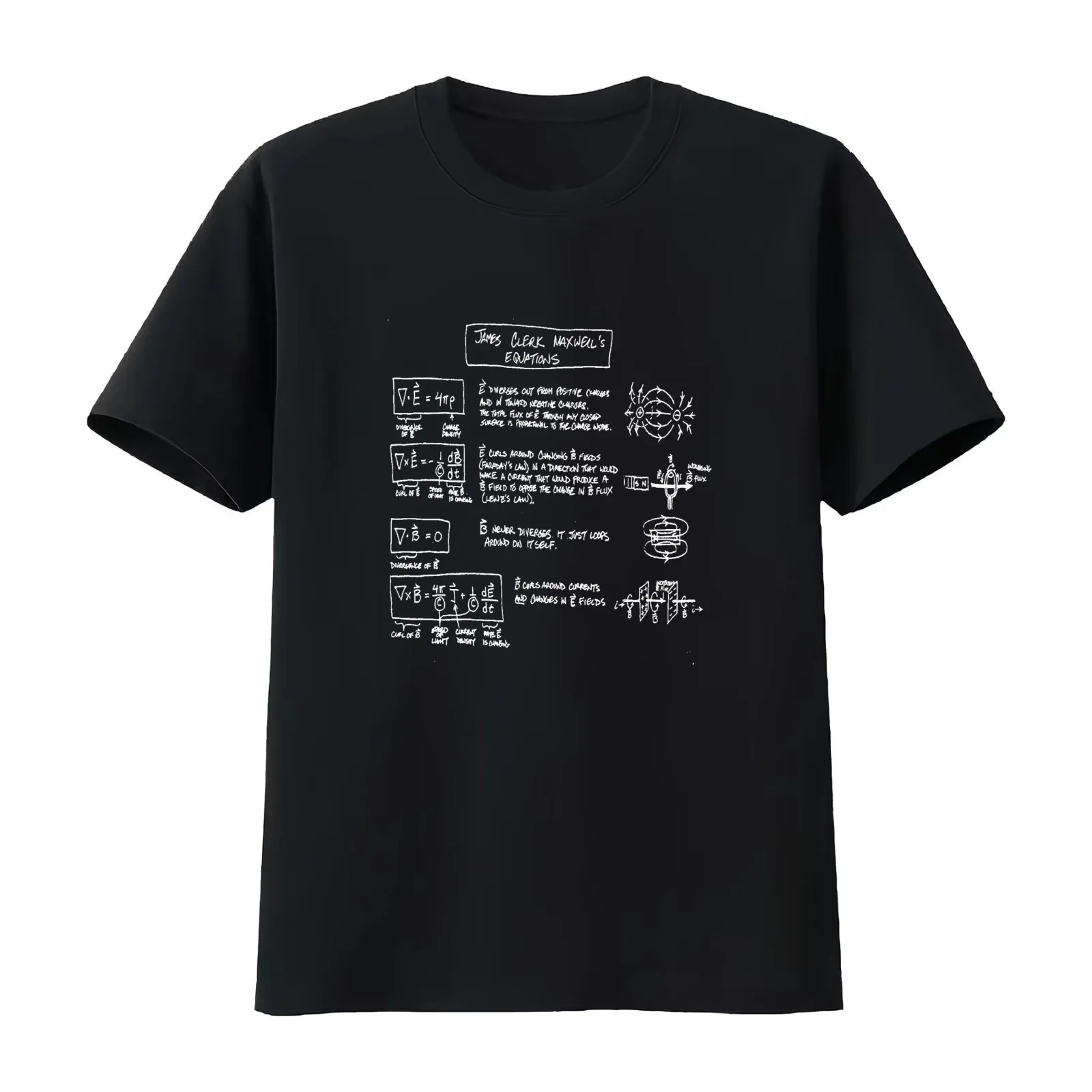 Maxwell's Equations [dark] T-Shirt Summer Casual Cotton Tee Oversized Streetwear Tops Vintage Graphic Print Unisex Men Women