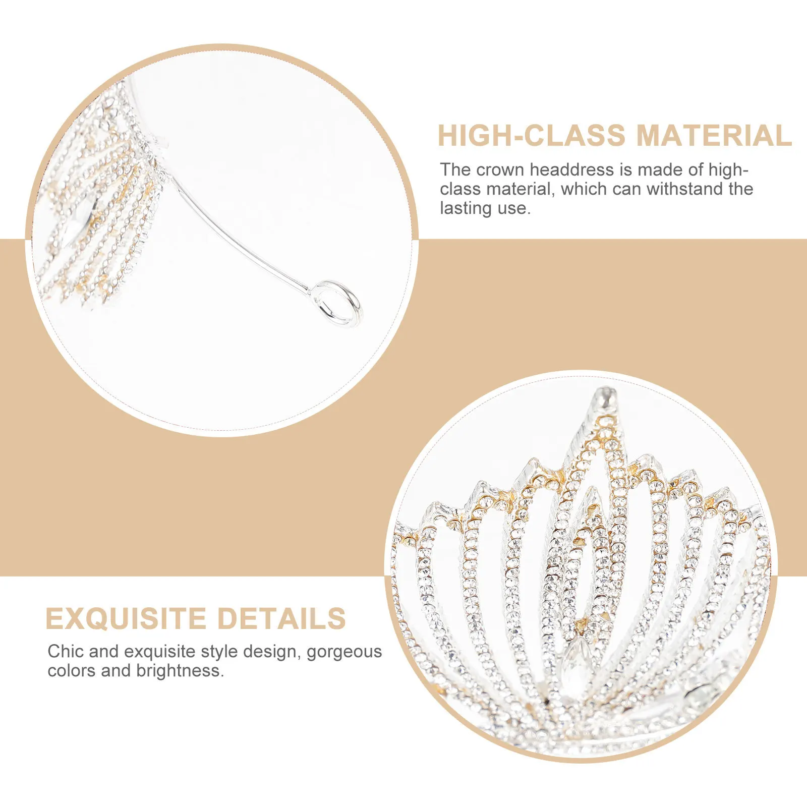 

Baroque Crown Vintage Rhinestone Wedding Headdress Silver Free Size For Women Party Celebration Hair Accessory Retro Crown