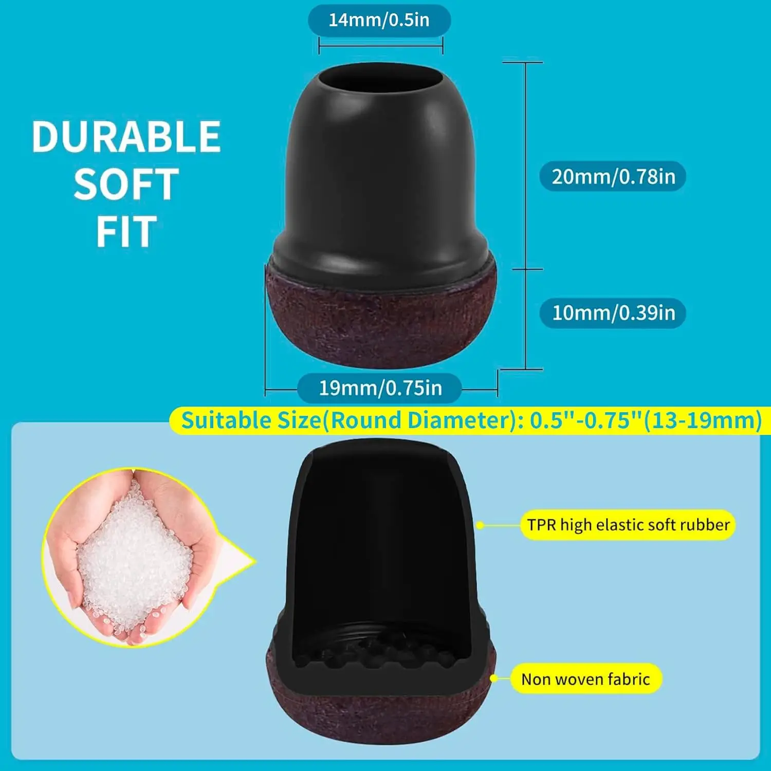 8PCS Round Chair Leg Protectors Foot Cover Diagonal with Thick Wrap Felt Pads Silicone Furniture Table Feet for Chairs Protect image 2