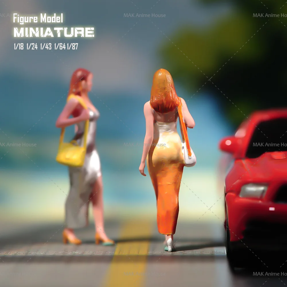 المنمنمات 1/87 1/64 1/43 1/24 1/18 الشكل مثير عصري فستان ضيق دمى الجمال نموذج مشهد المنزل حلية الدعامة سيارات لعب