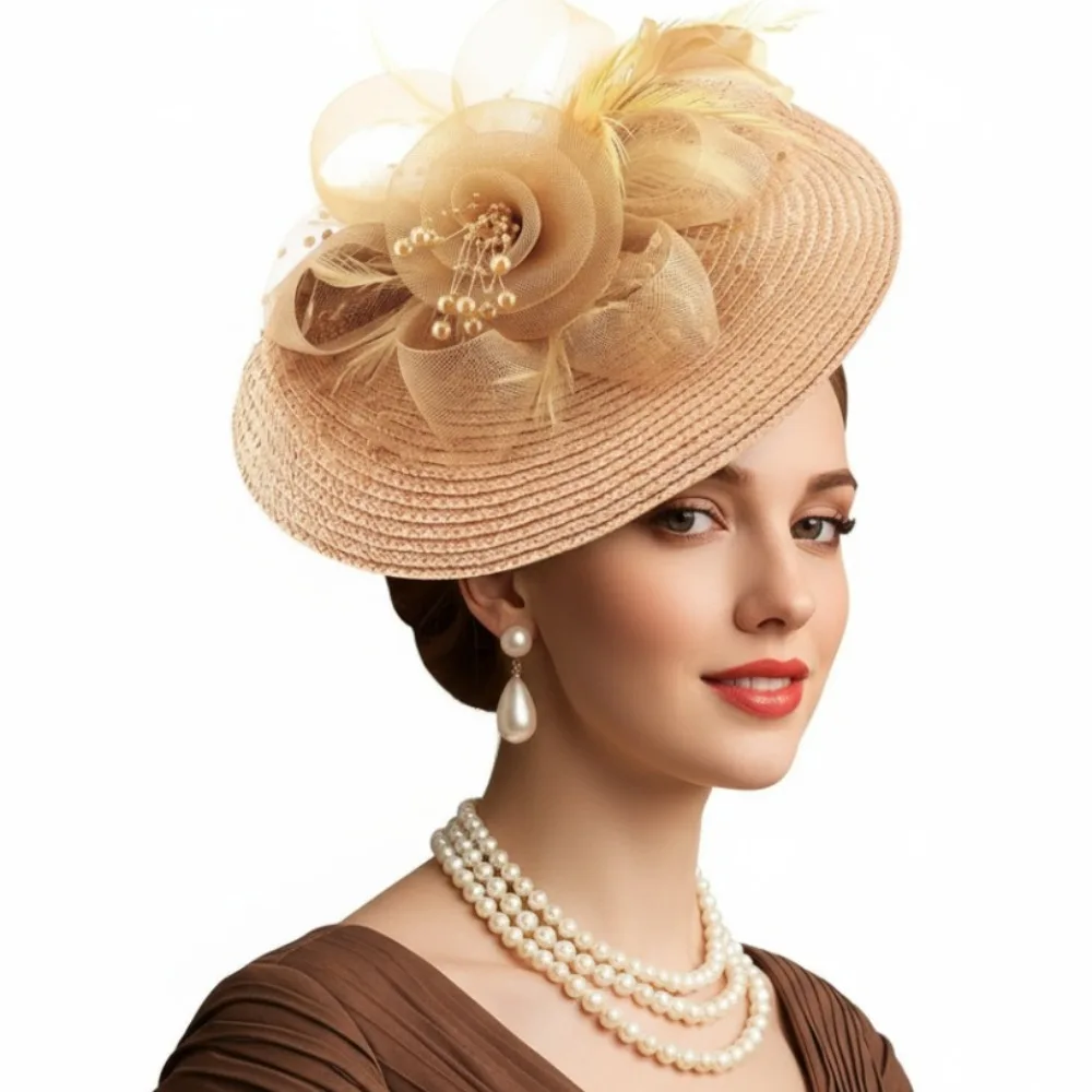 

Изысканная сетчатая повязка на голову с перьями, элегантный винтажный фасцинатор, формальная шляпка в стиле 1920-х, аксессуар для волос для сценических выступлений