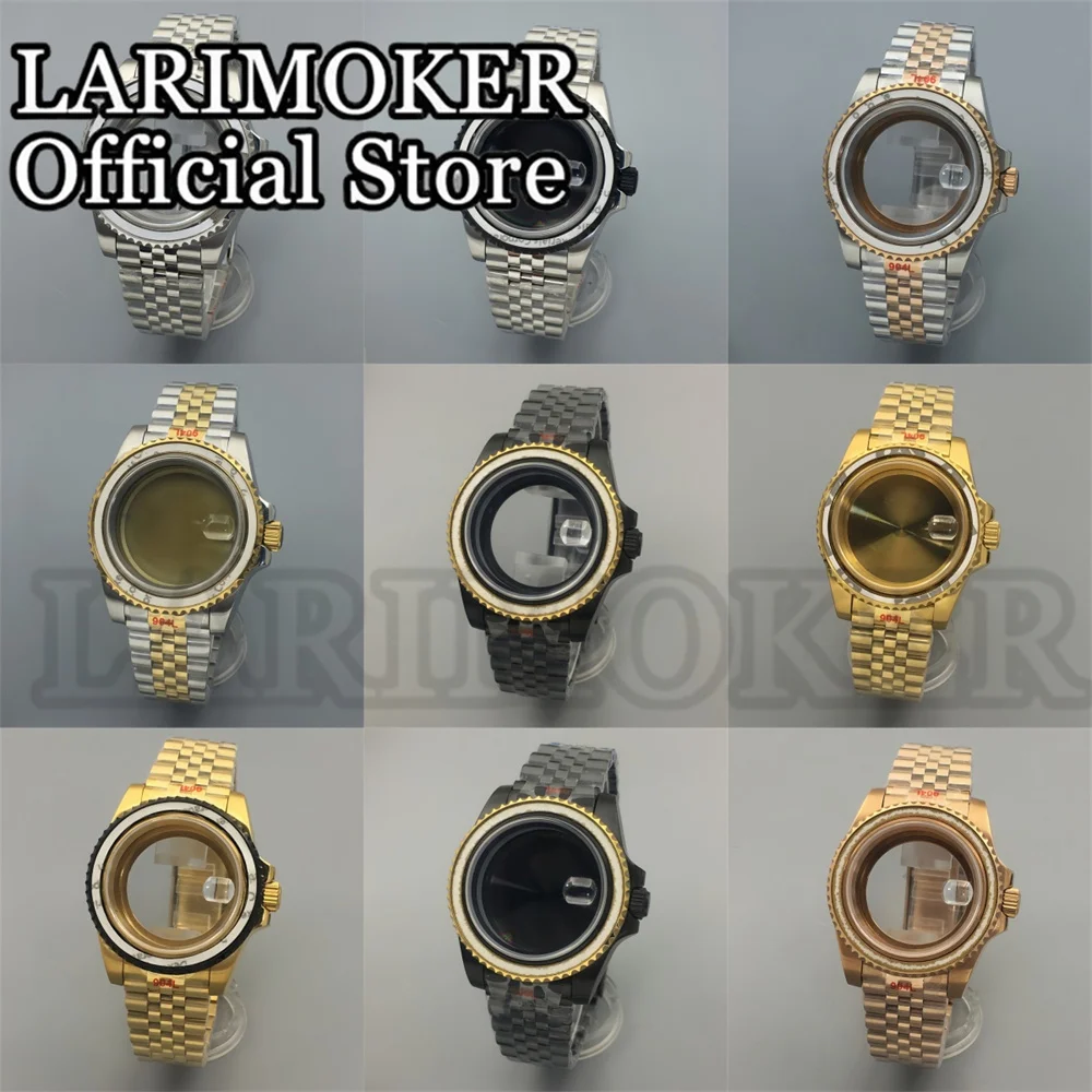 LARIMOKER 40mm Fluted stainless steelz watch case band sapphire glass fit NH35 NH34 ETA2824 2836 DG2813 3804 Miyota8205 movement