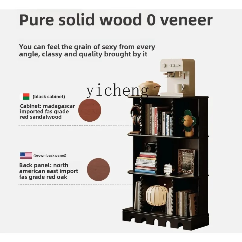 Gz-21 Furniture French Retro Bookcase Solid Wood Bookshelf Medium Antique American Floor Short Side Cabinet