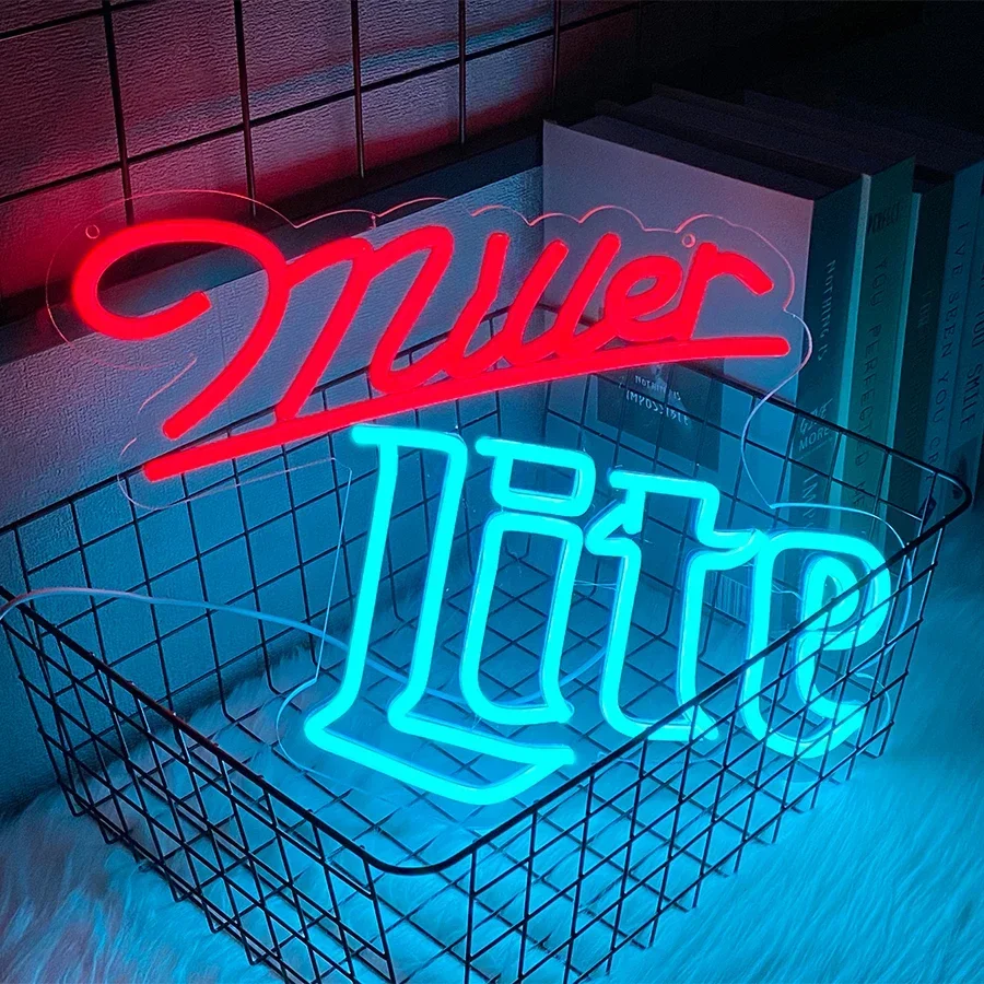 

Usb Power Supply With Switch, Man Cave, Bar, Christmas Decoration Miller Lite Led Neon Lights Sign for Wall Decoration,