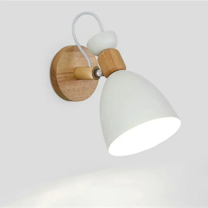 LED Creative wooden Simple wall light Reading Bedroom Bedside Lighting study Children room macaron color wall lamp