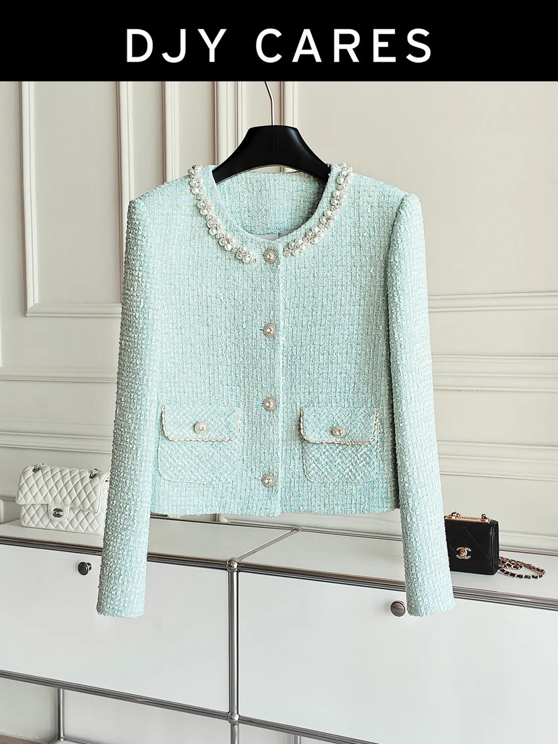 

New Blue green Heavy Industry Lace Coat Versatile Fashion Top big size
