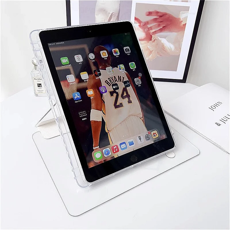 For Apple iPad Case Air 3 4 5 6 7 8 9 10 Pro 11 12.9 inch Full Transparent Hard Sleeve Tablet Cover Rotation Stand Shockproof