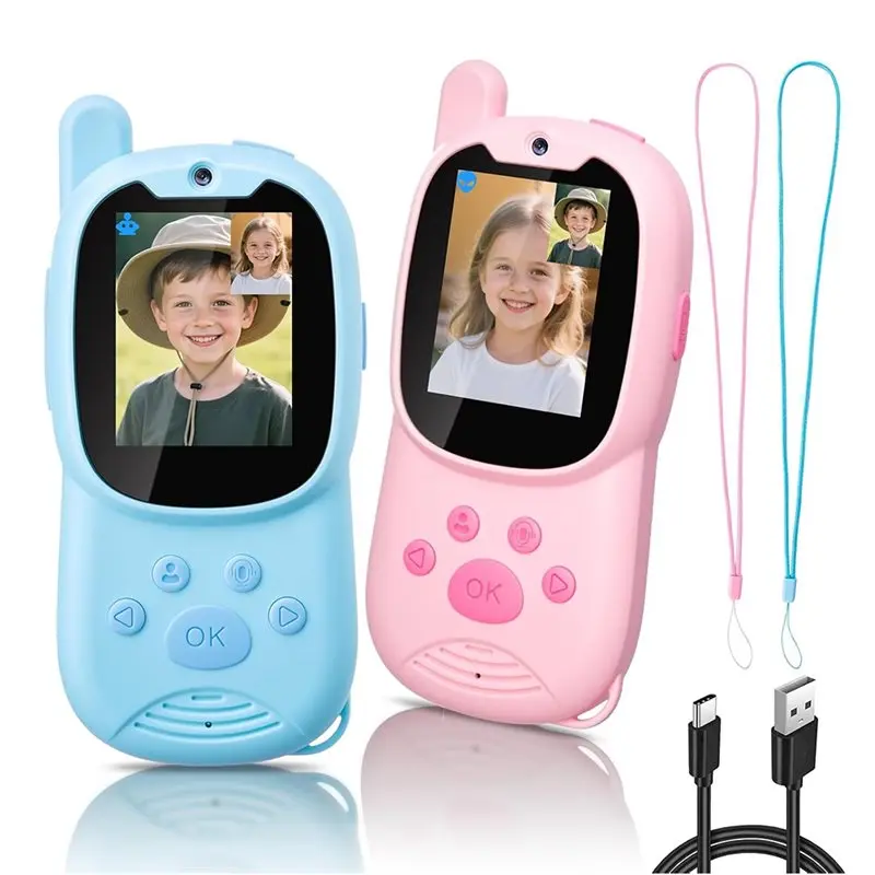 Video Walkie Talkies Camera For Kids, Facetime Style Voice Changer For Indoor Outdoor Camping Gifts