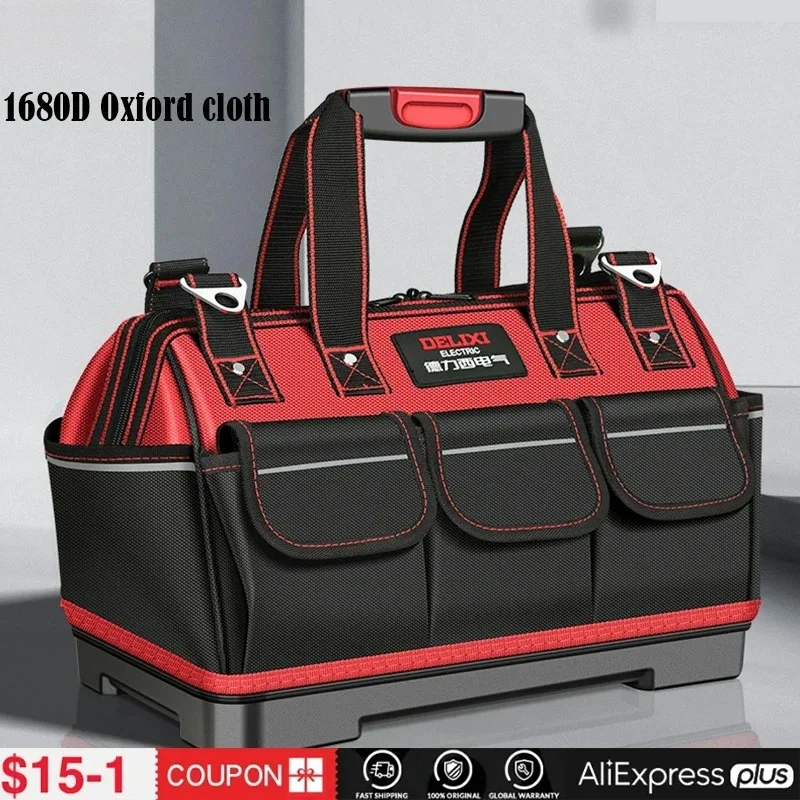 Bolsa de ferramentas de pano oxford 1680d, chave de eletricista profissional, à prova d'água, multifuncional, organização, bolsa de ferramentas de armazenamento