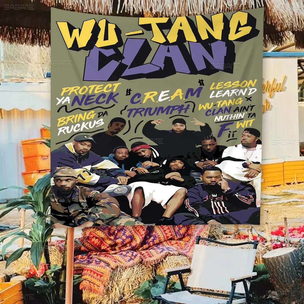 W-WU T-TANG C-CLAN Small Size Cheerleading Banner Hand Pulled Flag Outdoor Atmosphere Flags