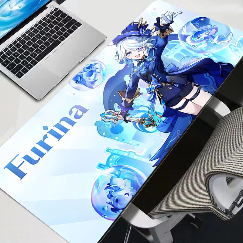 

Mouse Pad Anime Gaming Accessories Large Carpet Gamer PC Computer Keyboard Pad G-genshin Impact Furina Rubber Desk Mat Mausepad