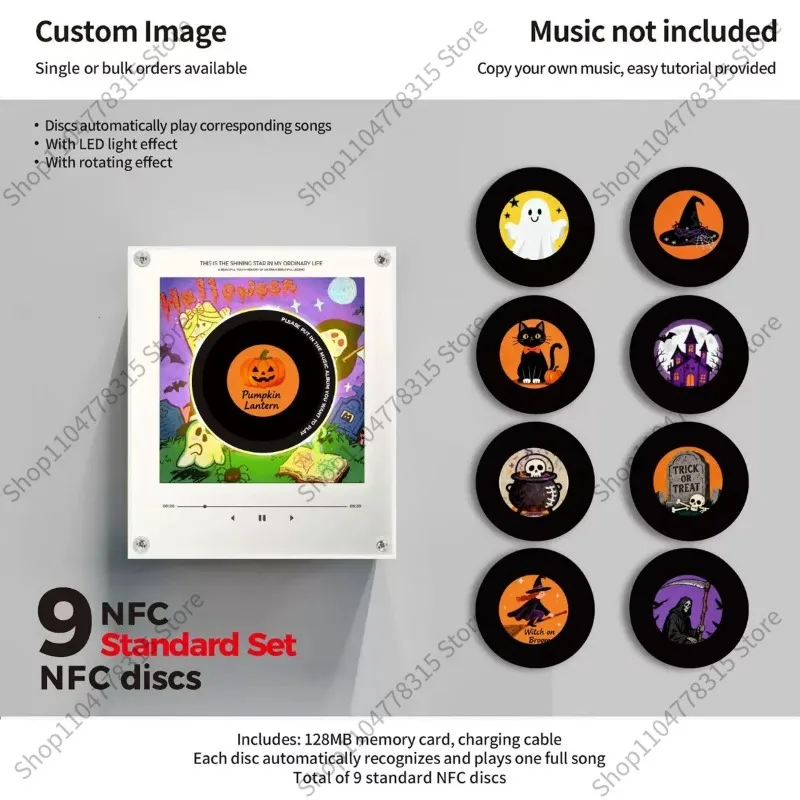 For NFC Induction Singing Acrylic Night Light, Magnetic Fridge Ornament for Christmas & Halloween