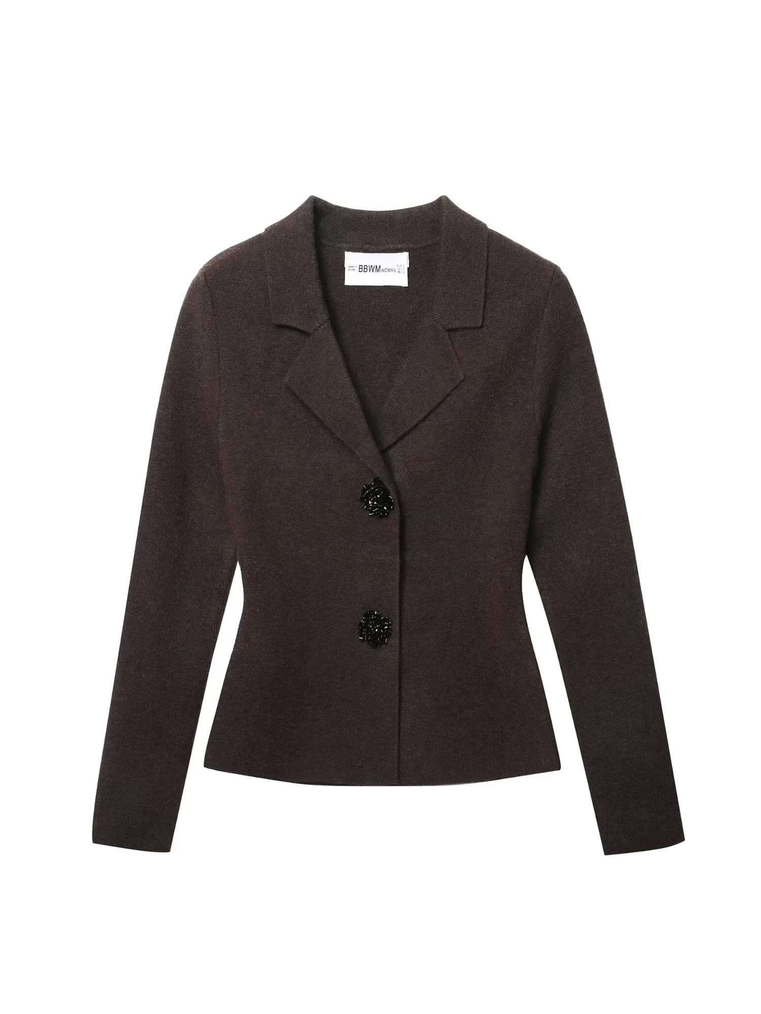 Women's Brown Blazer Jacket 2000s Vintage Long Sleeve Single Breasted Office Ladies V-Neck Suit Coat Outerwear Spring Autum 2025