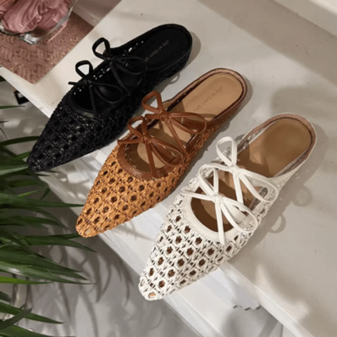 

Women's Shoes Summer Slippers for Ladies Mule Comfortable Woman 2024 Trend Fashion Sexy Adult Female Barefoot Luxury Pointed Toe